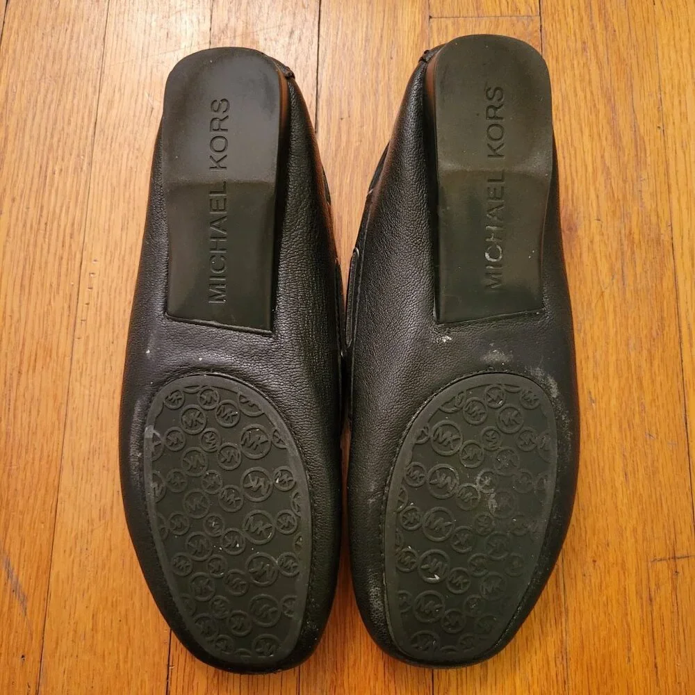 Michael Kors Black Leather Loafers Driving 8.5M Boat Shoes Moc‎ Toe AMBER